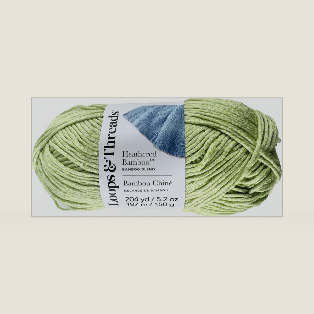 Loops & Threads Heathered Bamboo Yarn – Medium Acrylic Bamboo Mix for Knitting & Crochet, Soft Silky Yarn for Blankets, Wraps, Apparel & Accessories, Avocado