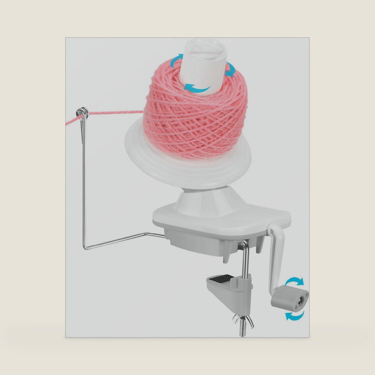 Light-Grey Yarn Winder for Crocheting - Hand-Cranked Yarn Ball Winder