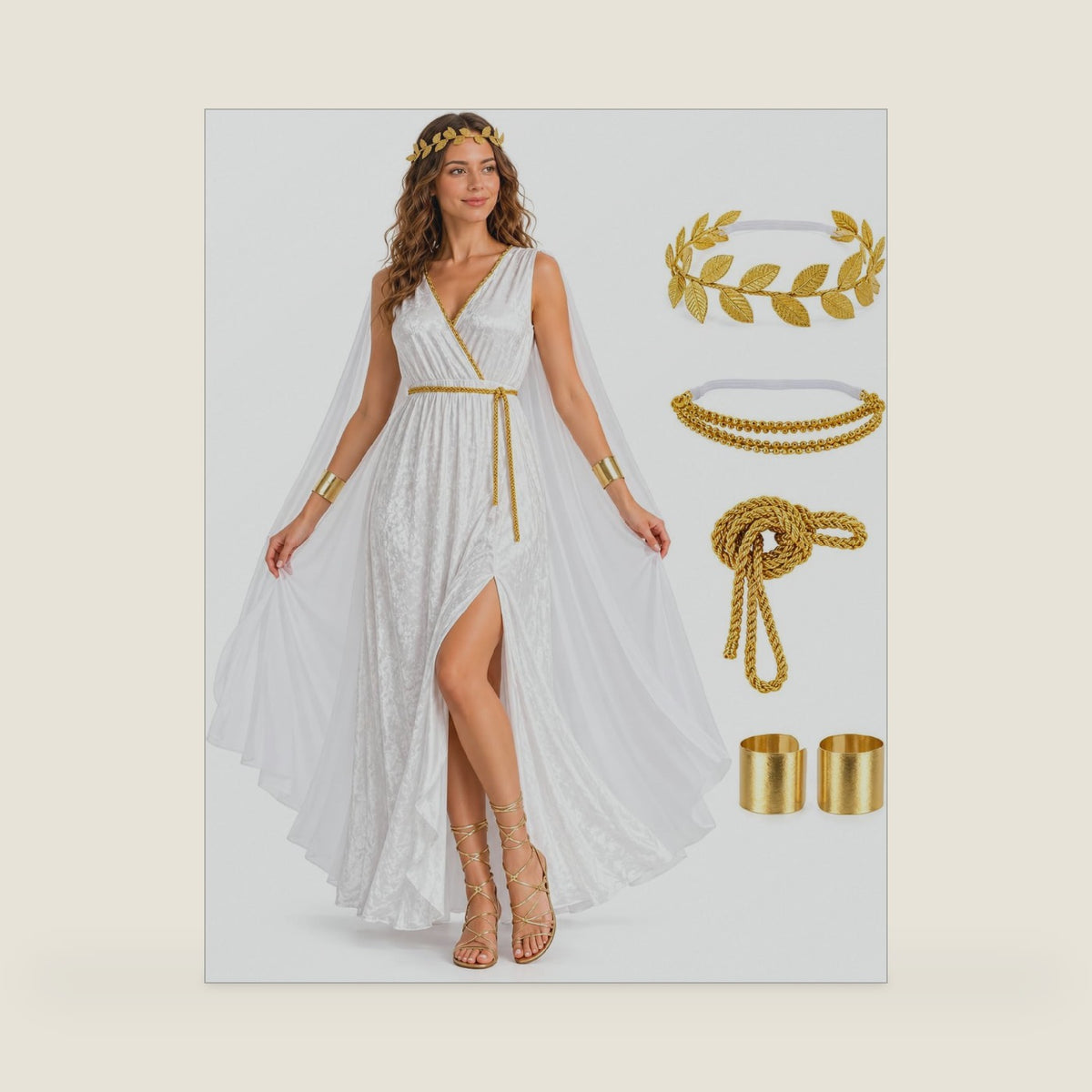 JPXH Women's Greek Goddess Toga Dress Set for Halloween