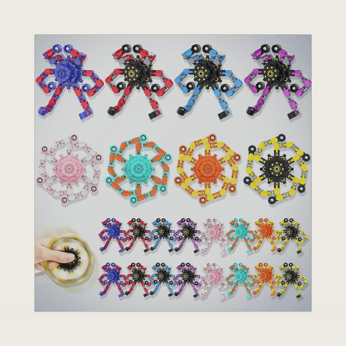 24PCS Transformable Fidget Spinner,Funny Stress Relief Sensory Fidget Toys