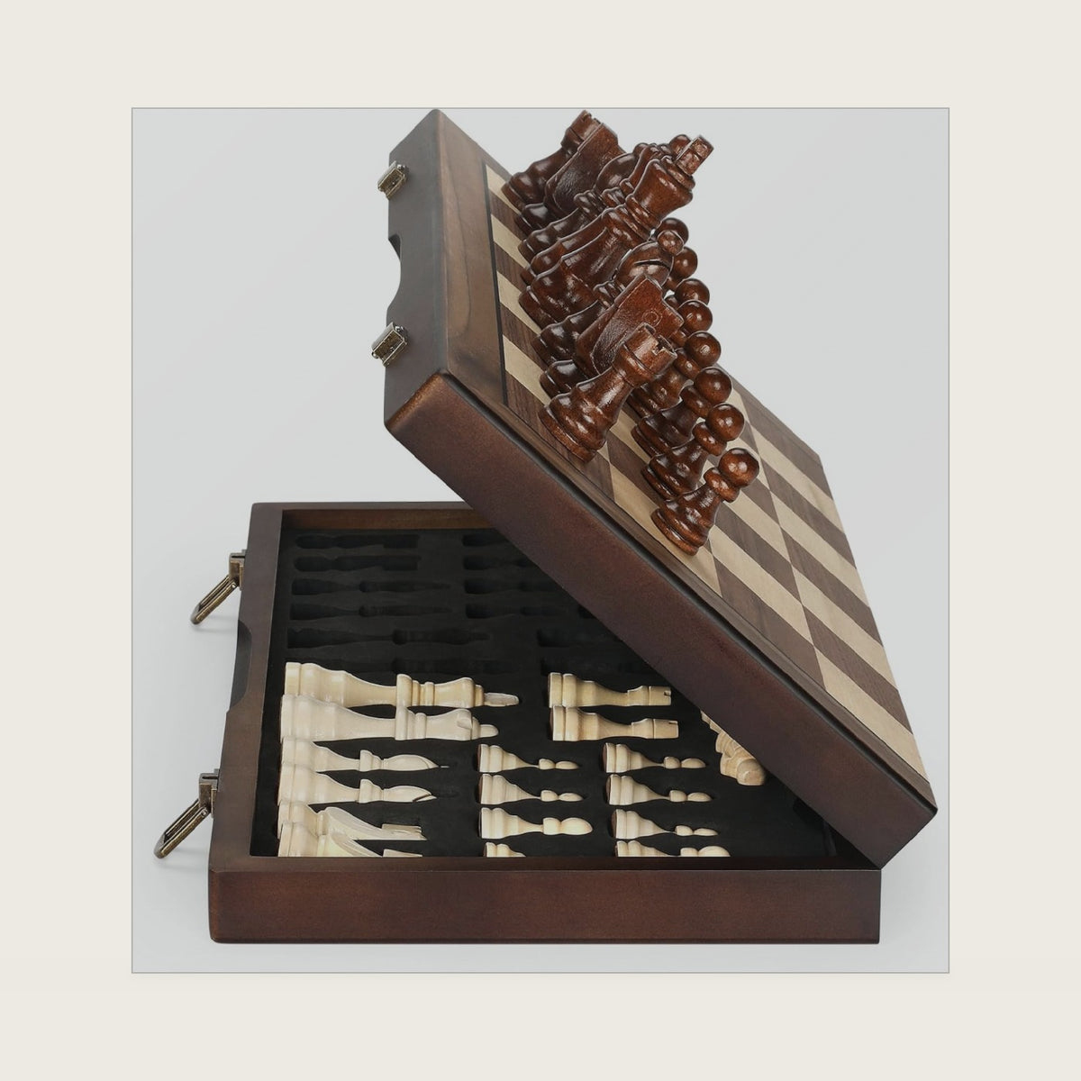 Magnetic Wooden Chess Set for Adults Kids 17'' Chess Board with Handmade Pieces, Folding Portable Travel Unique Chess Sets Game for Tournament Professional Beginner