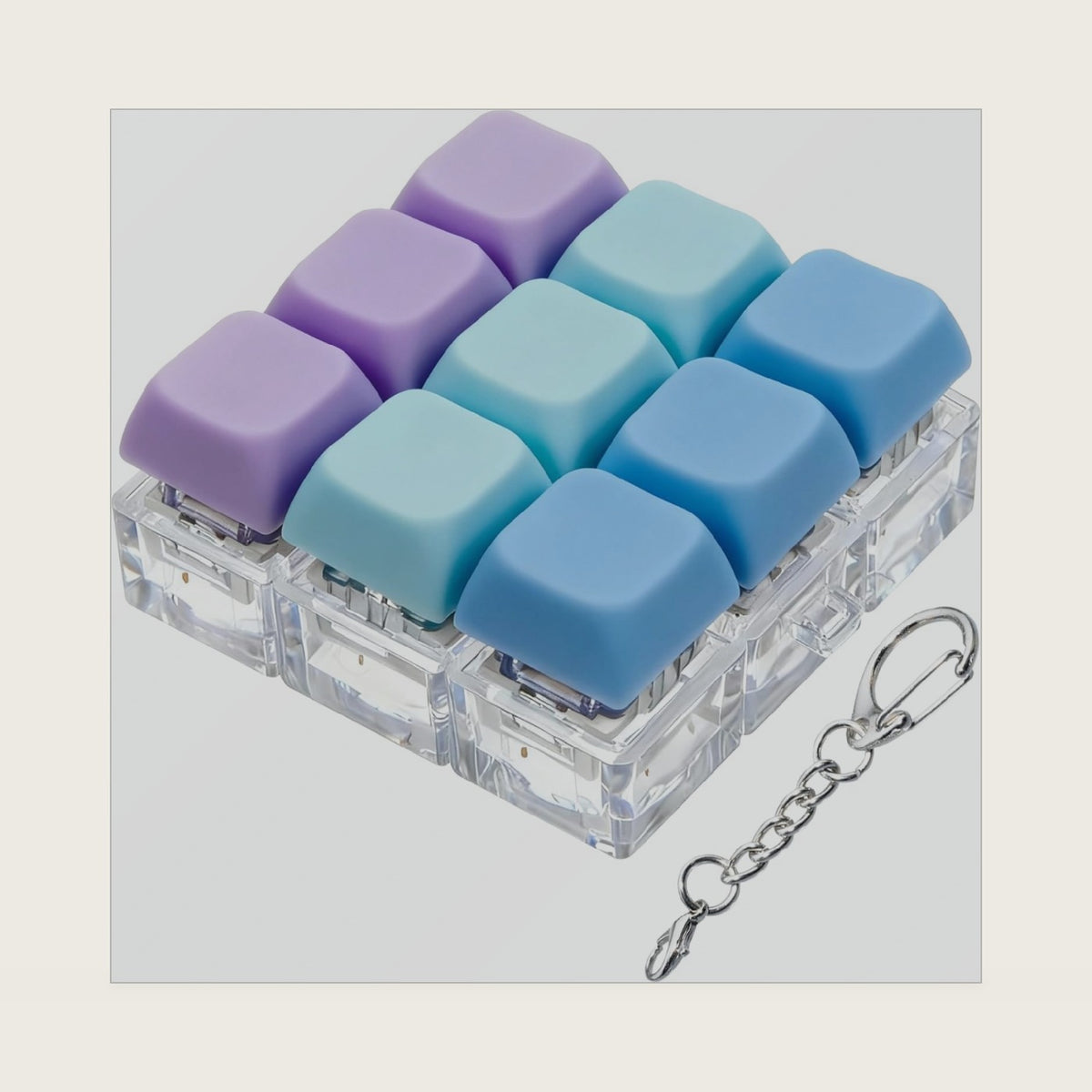 Keyboard Fidget Toy, Keyboard Fidget Keychain 9-in-1 Keyboard Decompression Button Finger Clicker Toys Stress Relief Fidget Gifts (3 Colors- Blue Purple)