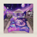 Feelyou Kids Cute Axolotl Comforter Set with Sheets Twin Size, Galaxy Planet Space 7 Pieces Bedding Set Boys Girls Cartoon Animal Bed in A Bag Dreamy Starry Teens Bed Set Bedroom Decor 7Pcs
