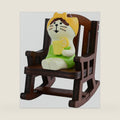 Cute Mini Cat Figurine with Rocking Chair - Resin Collectible Desk Decor, 1.5" Tiny Cat Statue for Home & Office - Gift for Cat Lovers