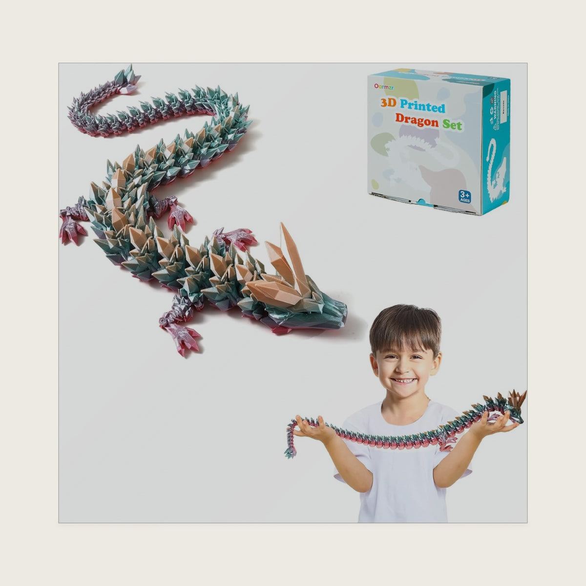 30'' 3D Printed Dragon - 3D Printed Toys, Articulated Crystal Dragon Large Rainbow Animal Fidget Toy, Decor Huge Dragons Collectible Figurines(Mixcolor4,30inch)