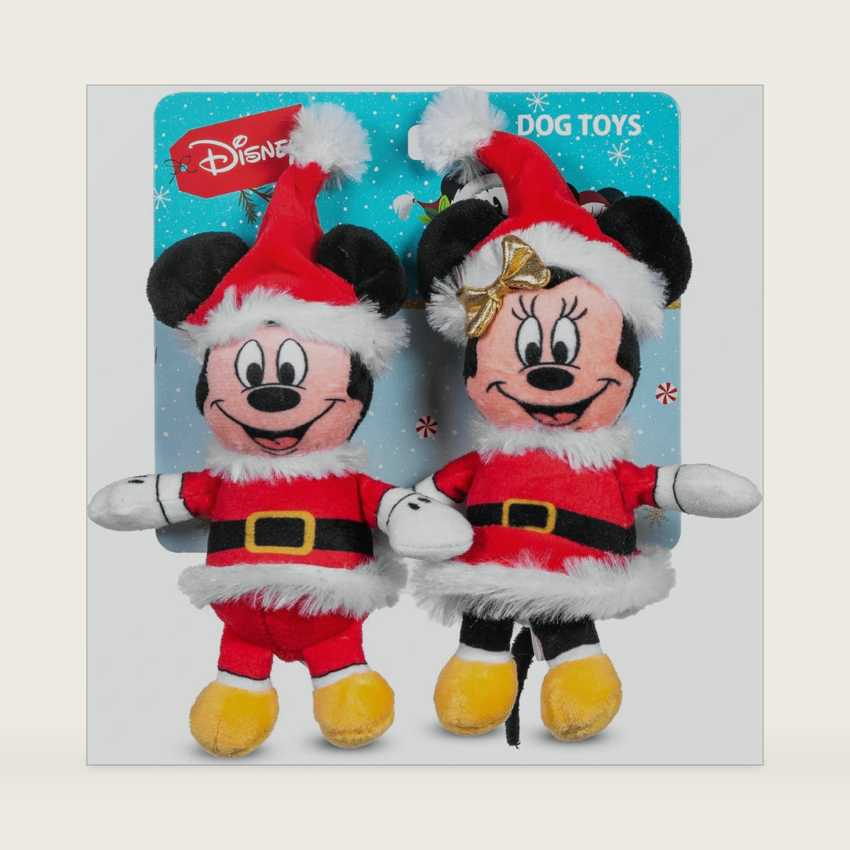 Disney for Pets Mickey and Minnie Mouse Holiday Plush Dog Toys, 6 in, 2 Pk