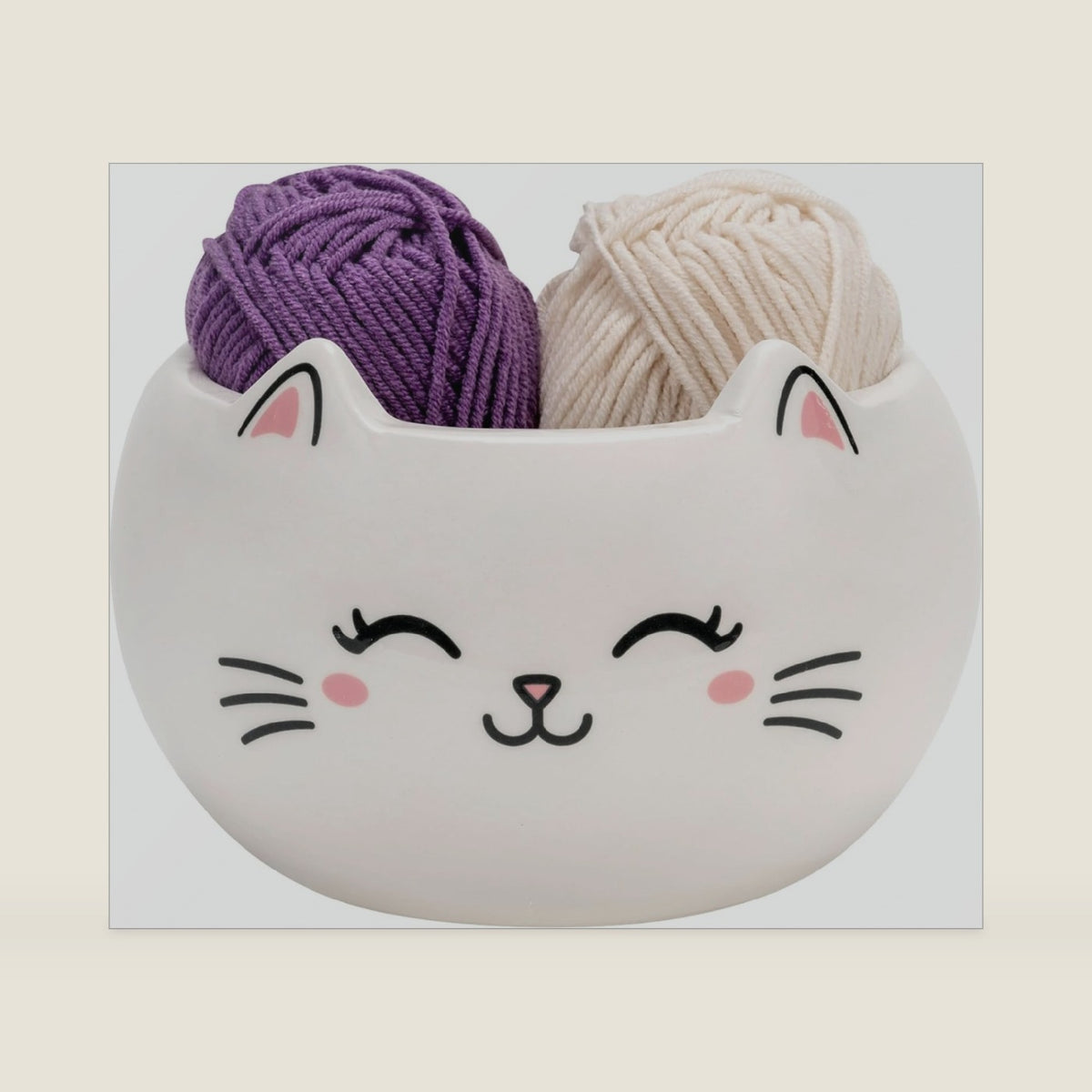 Yarn Bowl for Knitting, Cat Ceramic Yarn Bowl for Crochet