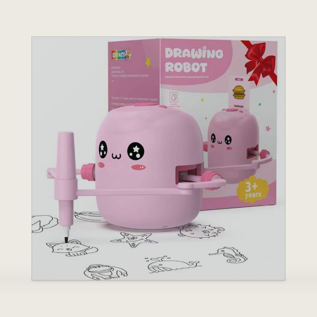Drawing Robot for Kids, Voice Interactive Educational Drawing Robot, Montessori Painting Learning Toys with 150 Cards, Christmas Birthday Party Gift for 3 4 5 6 7 8 Years Old Girls Boys