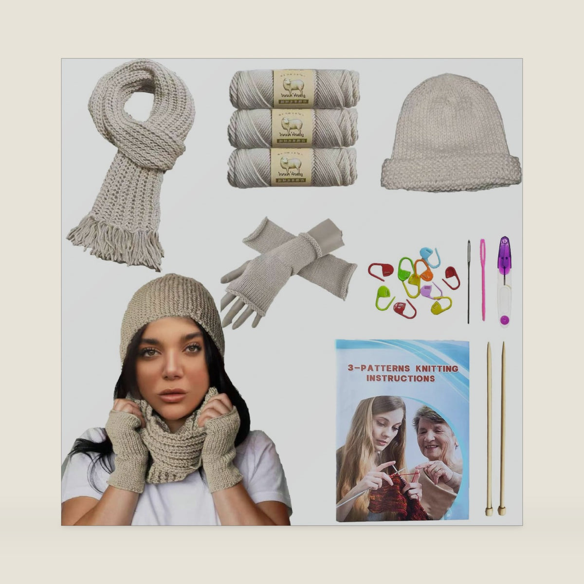 Kaaper Beginner Knitting Kit for Adults, Learn to Knit Crochet Starter Kit