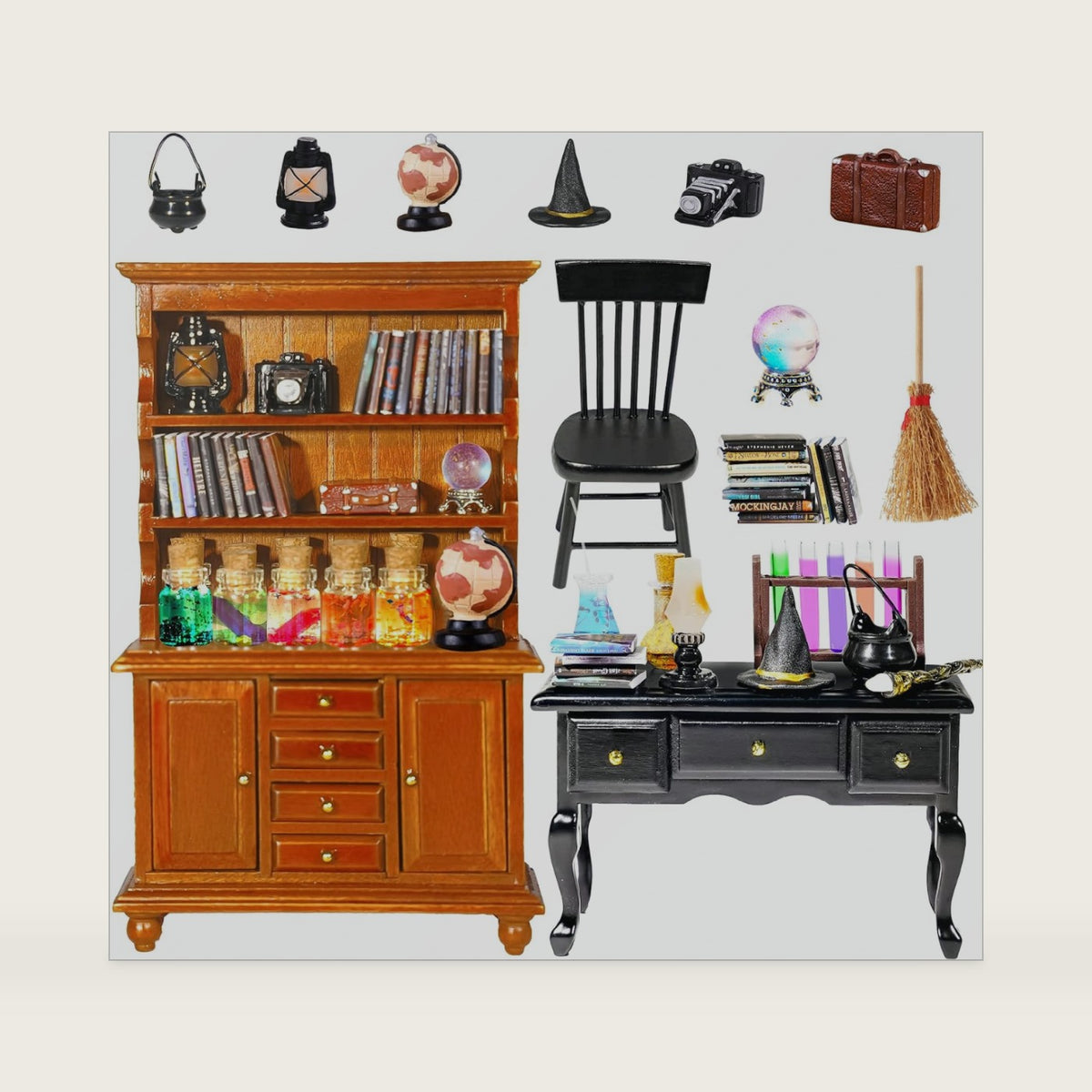Rileryan 54 Pcs 1:12 Scale Mini Magic House Kit Halloween Miniatures
