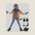 Werewolf Costume for Boys, Wolf Suits with Light Up Red Eyes Mask, Gloves, Shoes, Tail, Fangs Dress up for Kids