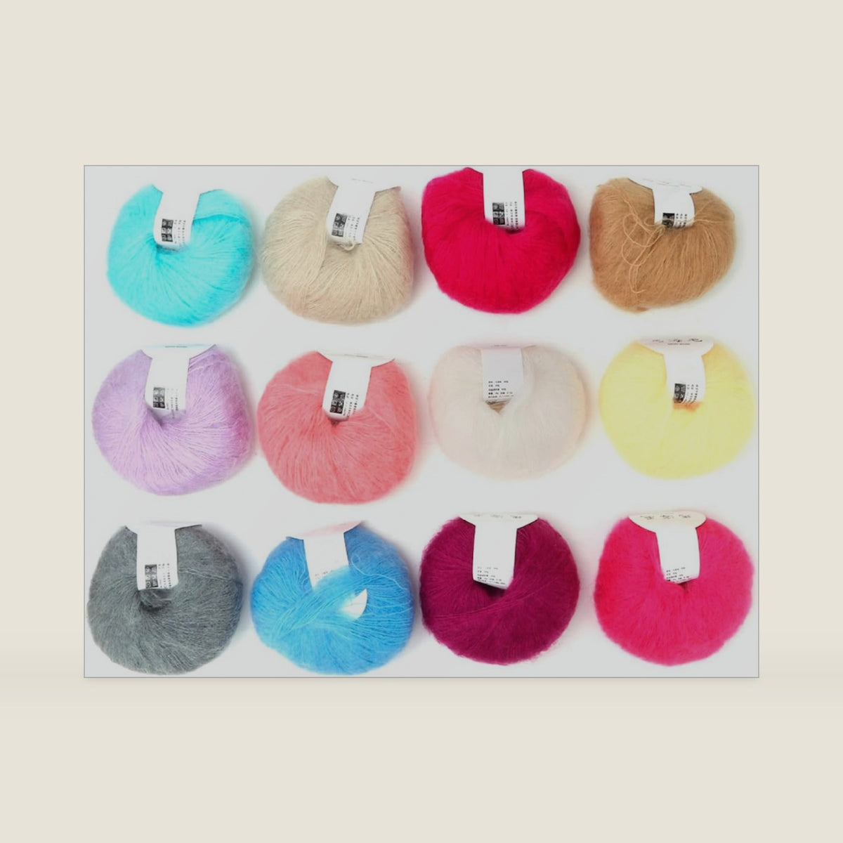 Mohair Yarn, Soft Angora Yarn, Cashmere Yarns, 26g Wool Yarns for Knitting Crocheting DIY (1 Set of Twelve Colors)