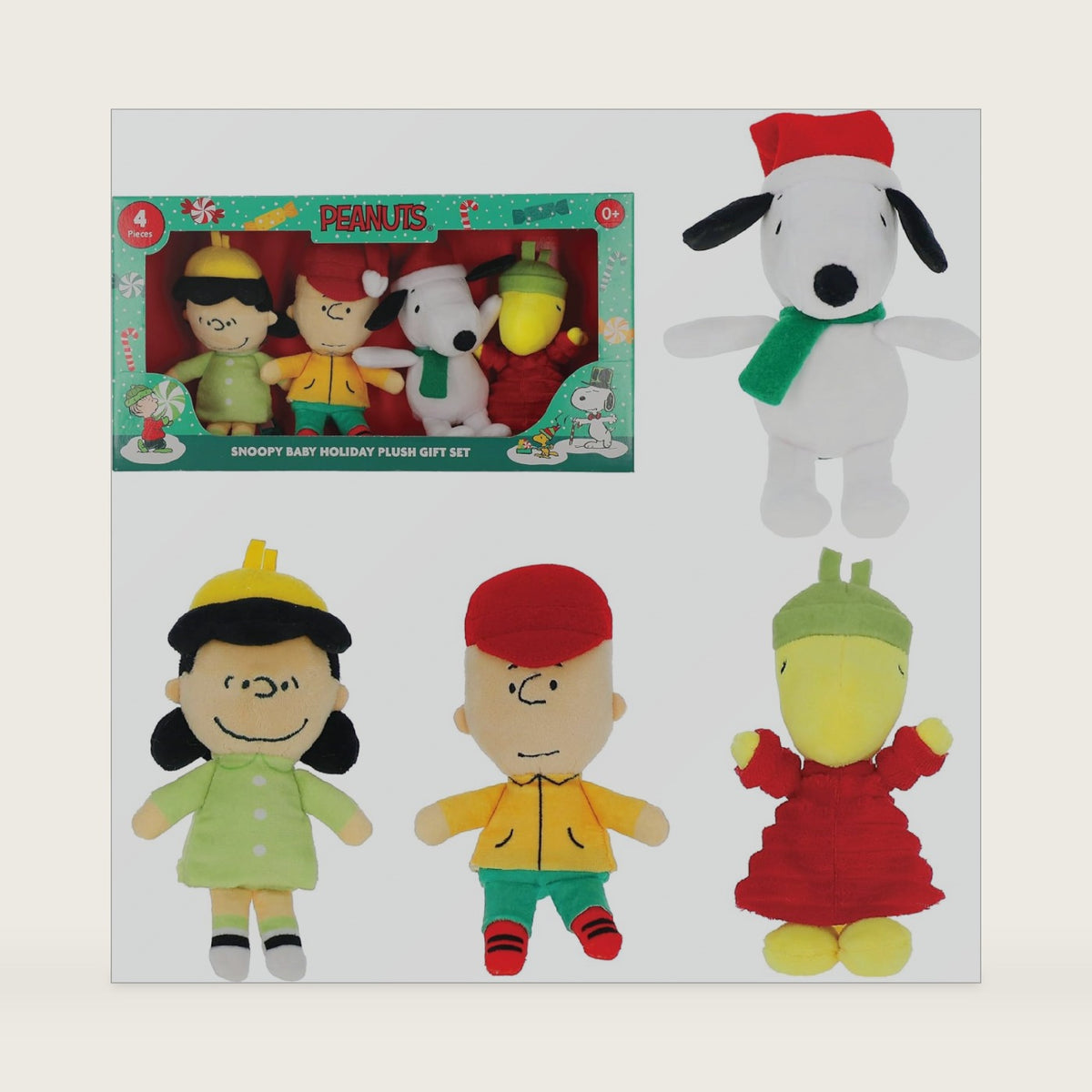 Kids Preferred Peanuts 4 Piece Plush Set - Charlie Brown, Snoopy, Woodstock, and Lucy - Soft Stuffed Animal Toys for Baby and Toddler Boys & Girls