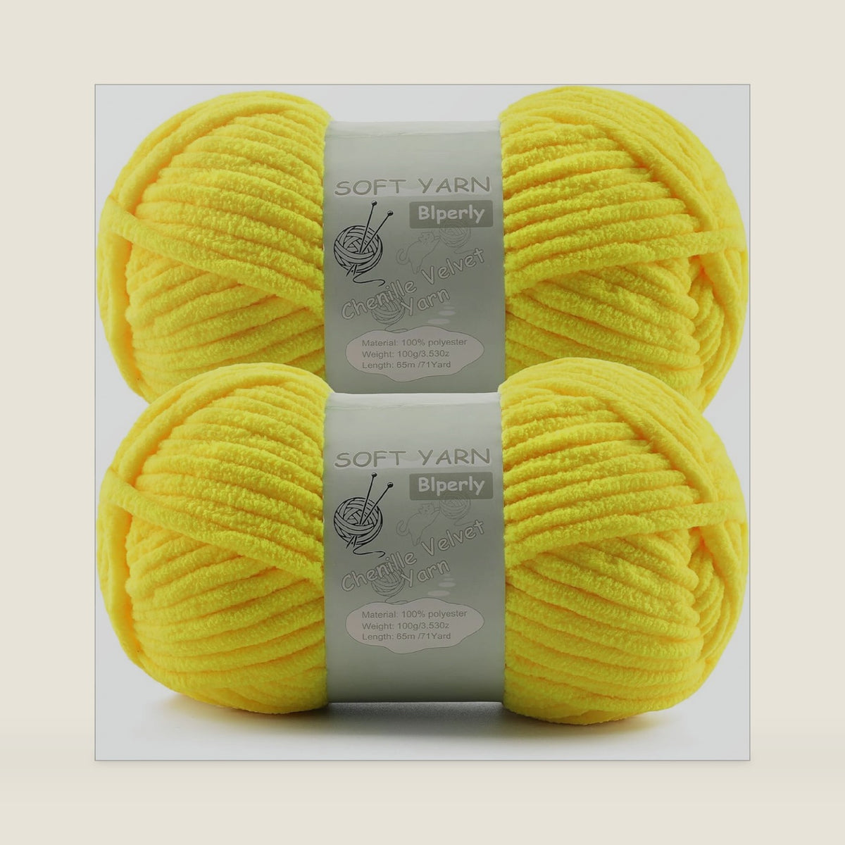 Chunky Chenille Yarn Velvet Soft Super Bulky Size 6 for Crocheting Knitting, Baby Blanket Yarn, 100g 71 Yds per Skein, Easy to Use for Scarves, Amigurumi, Crafts (2, Lemon Yellow)