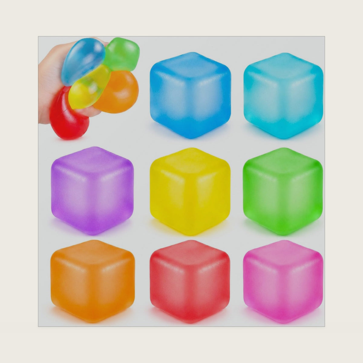 DIYDEC 8 Pcs Squishy Cubes Fidget Toys 8 Colors Stress Balls for Kids