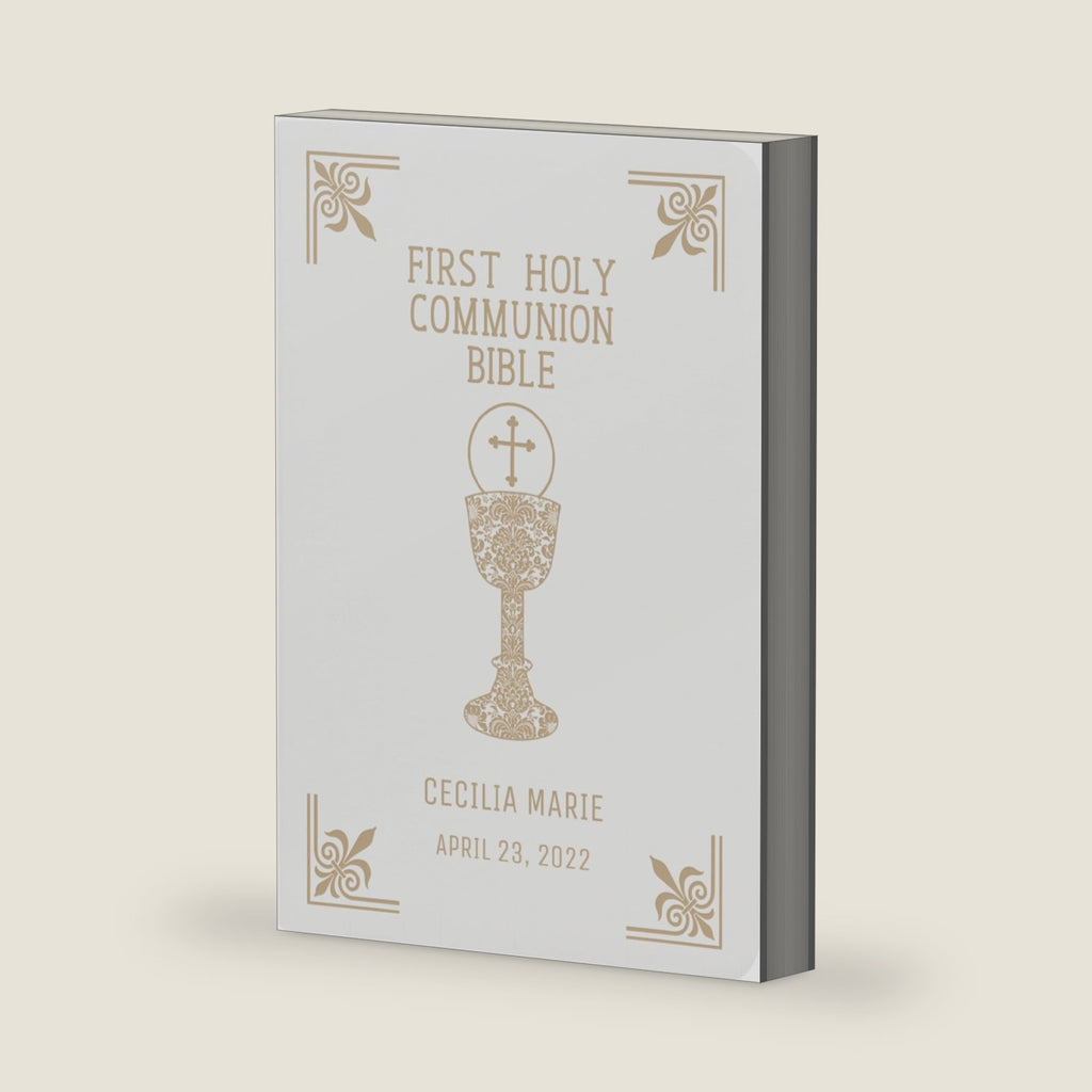 Personalized Catholic Bible with Name Engraved, NABRE - First Communion Gift for Teens, Boys, Girls - White Custom Holy Bible for Study, Religious Keepsake Gift
