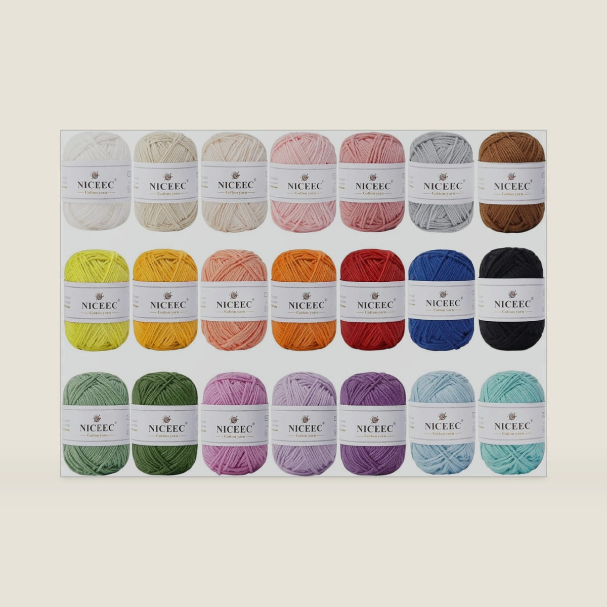 NICEEC 21 Skeins Cotton Yarn Soft Baby Yarn- Kit 2