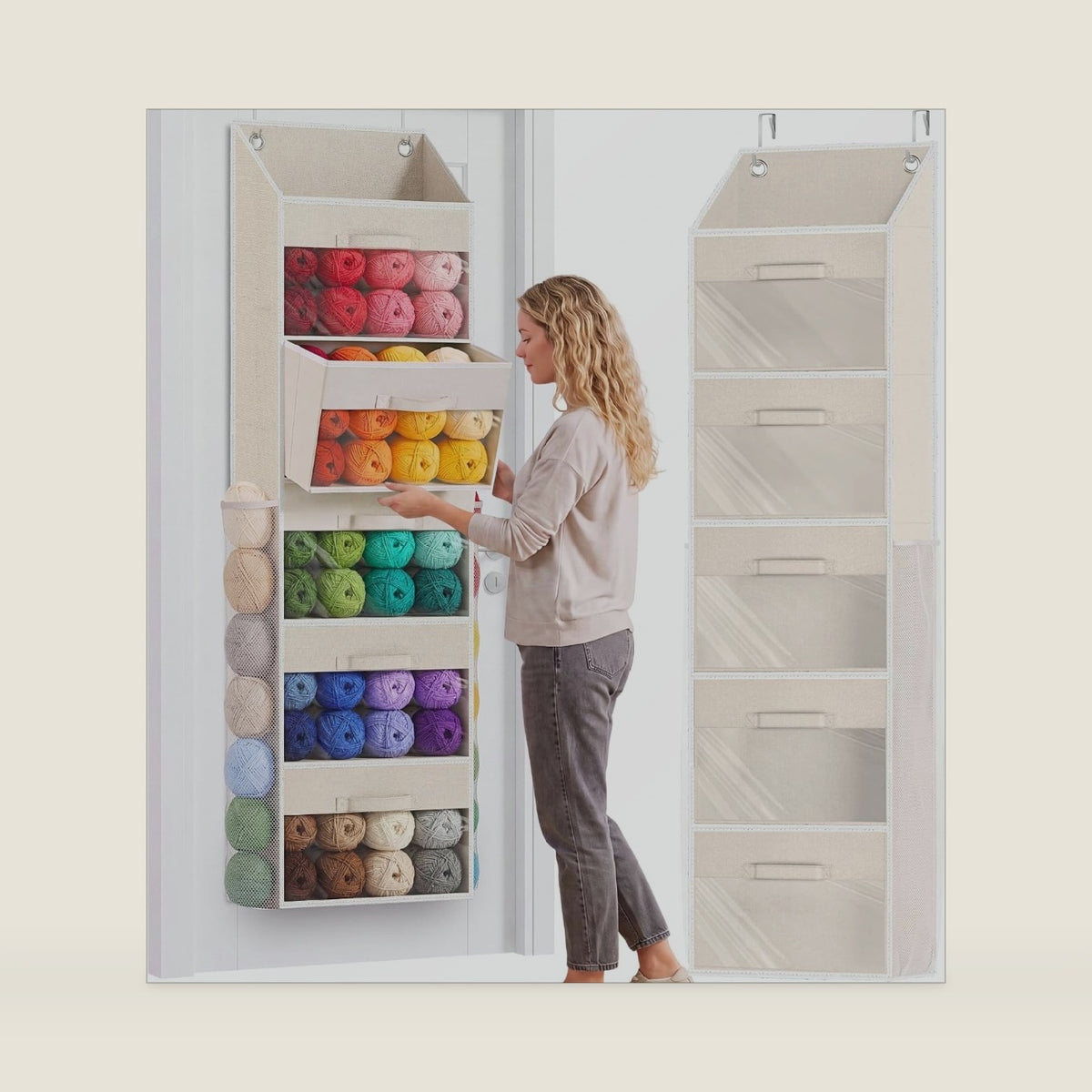 Ofiray-home Hanging Yarn Storage Organizer with 5 Drawers