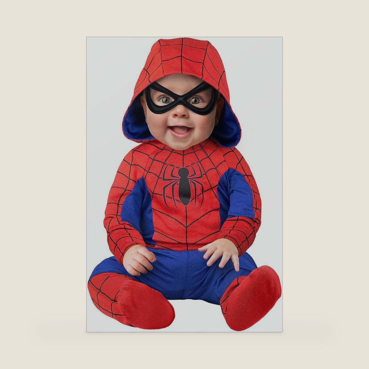 Spirit Halloween Spider-Man Baby Hooded Jumpsuit Costume, Officially Licensed, Superhero Outfit, Spidey Suit with Eye Mask