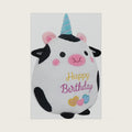 Cow Plush Toy 10 Inch Cute Cow Birthday Stuffed Animal Soft Cow Plushies Pillow Wear Unicorn Birthday Hat Cartoon Doll Gifts for Kid Toddlers Home Room Decoration