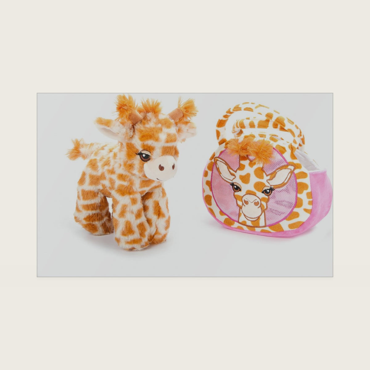 The Petting Zoo Giraffe Purse Plush Set Stuffed Animal, Kids Gifts 9 in