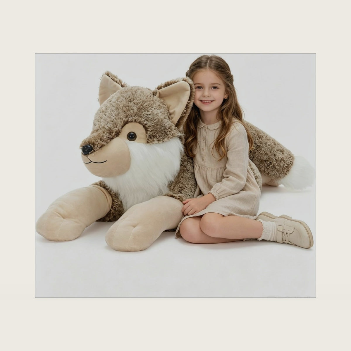 BENINY 30 Inch Giant Wolf Stuffed Animal, Wolf Plush Pillow