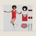 Mens Richard Simmons Costume 80s Fitness Instructor Workout Outfit Womens Afro Wig Halloween Party Dress Up Sets