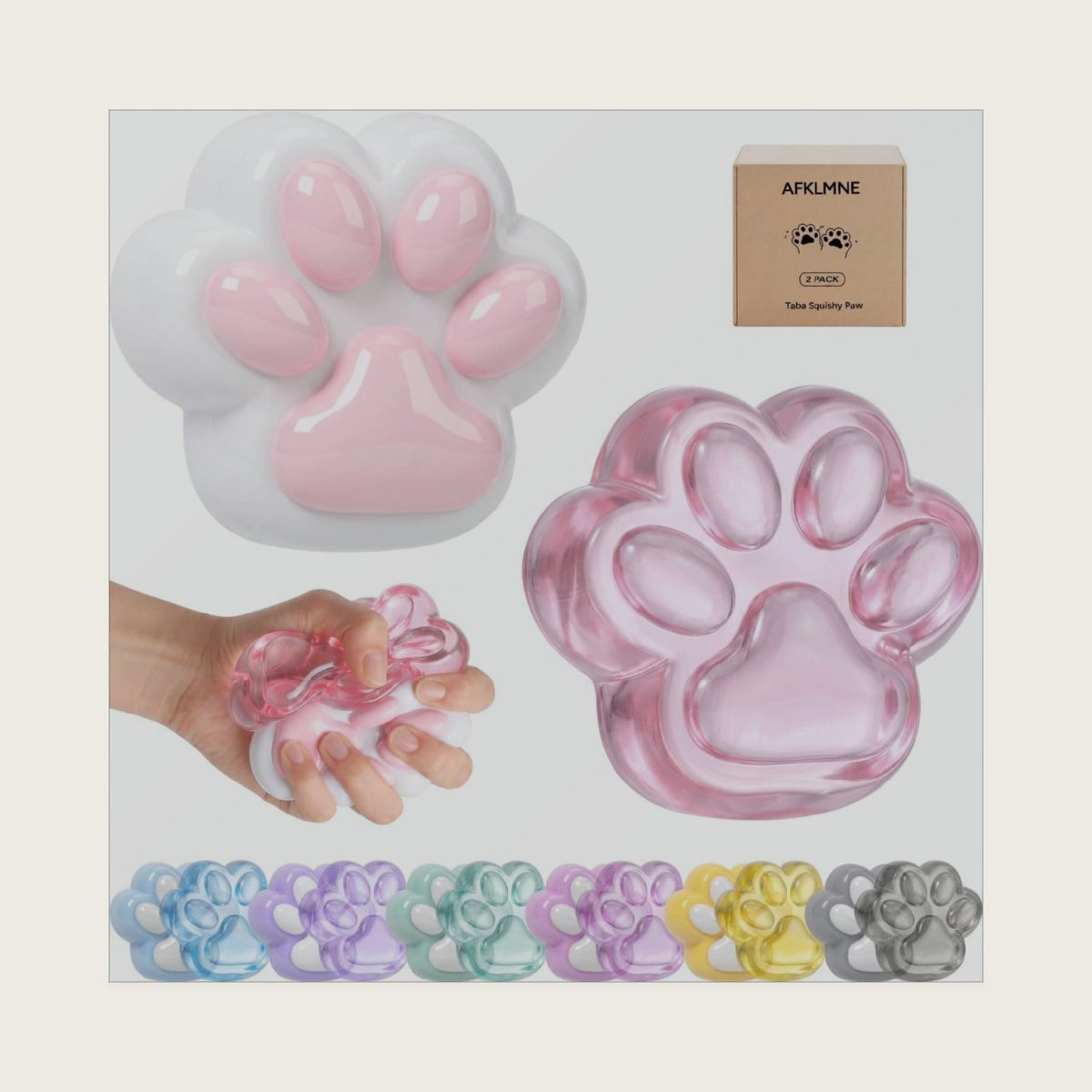 2-Pack Taba Squishy Fidget Toys, Cat Paw Squishies Squeeze Toys for Adults