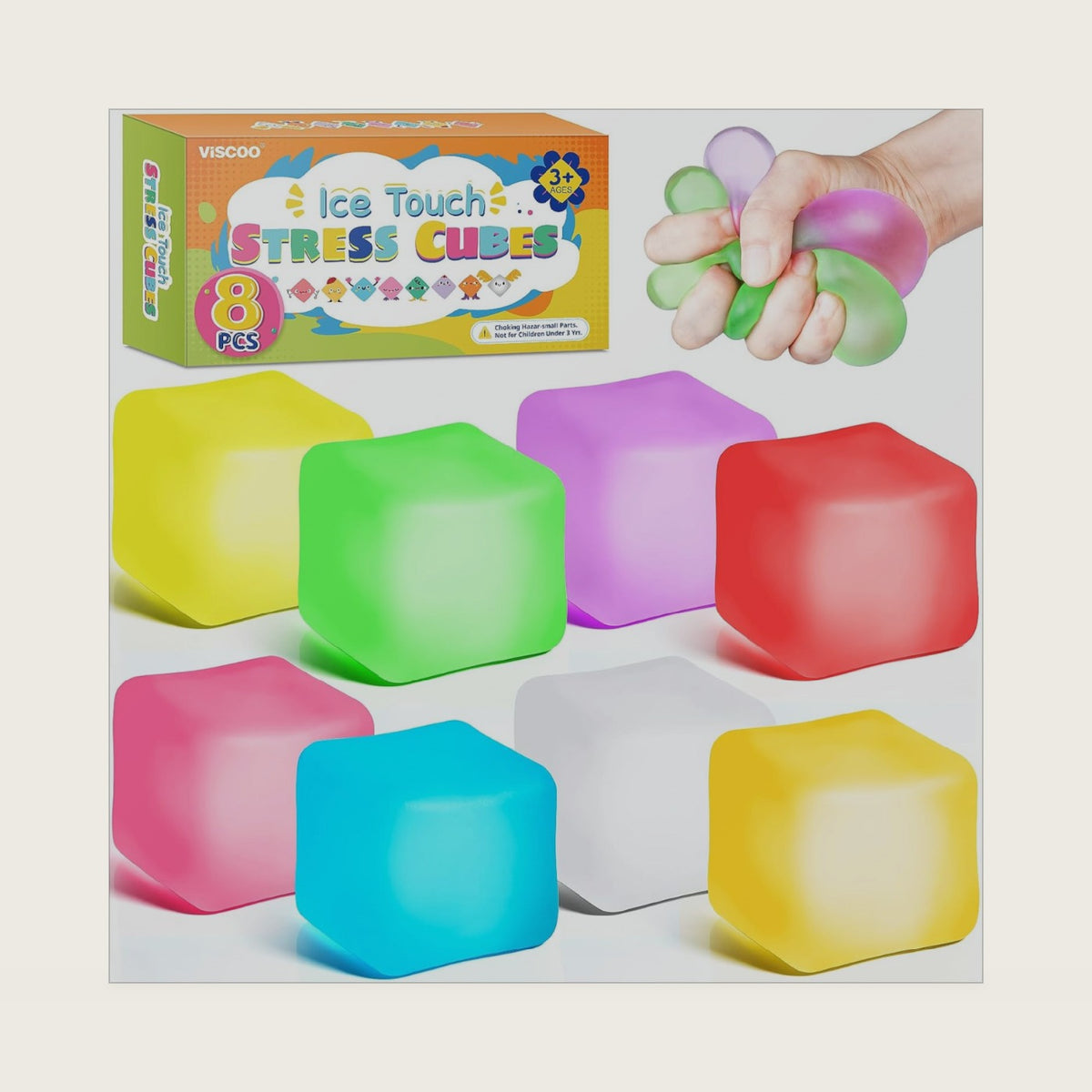 VISCOO 8 Pack Stress Cube,Slow Rising Cube Stress Balls for Adults Kids