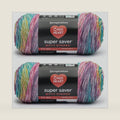 Red Heart Super Saver Bitty Stripes Crochet Yarn, Unicorn Mane, 2-Pack