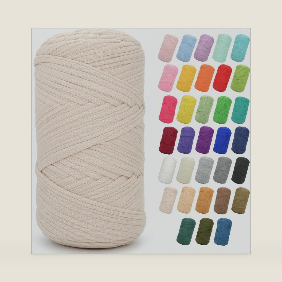 400G Tshirt Yarn for Crocheting,Beige T Shirt Chunky Elastic Fabric Thick T-Shirt Crochet Yarn for Beginners Crocheting Hand Knitting Bag/Basket/Coasters/DIY Crafts/Home Decor