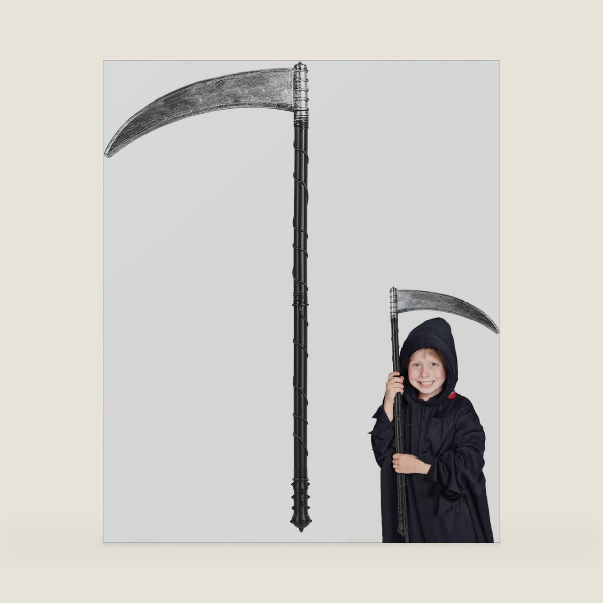 Grim Reaper Scythe Halloween Prop Death Costume Dress up Cosplay Accessories for Kids and Adults Silver