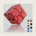 Metal Infinity Cube Fidget Toy, Aluminum Alloy, Pocket Size, Red