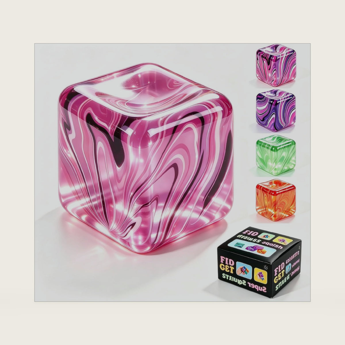 1 Pack Fidget Toys Squishy Stress Cube, Stress Balls for Kids Adults Squishies Stress Relief, Sugar Sensory Toys for Kids with Autism, Fidgets for Classroom Prize Toys