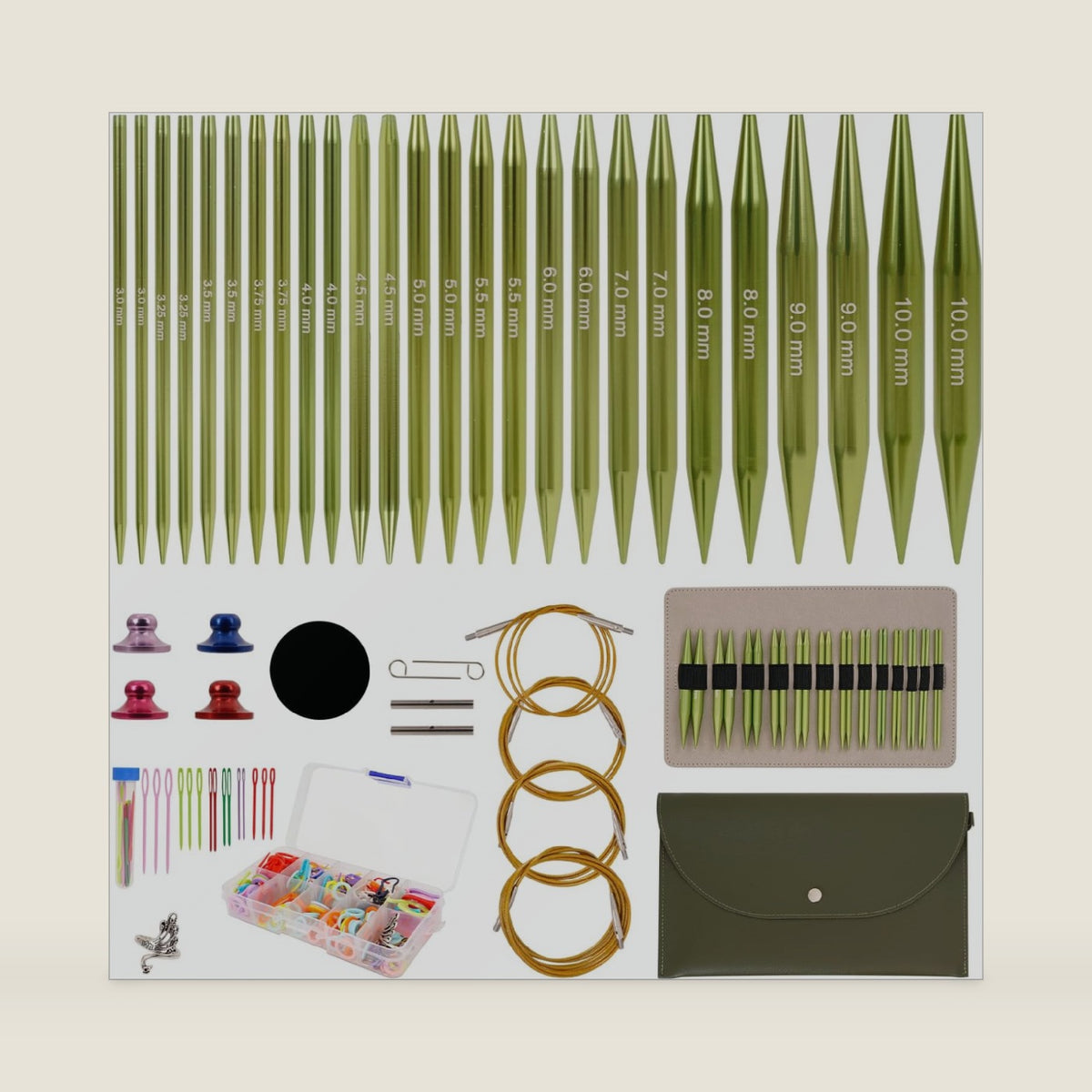Interchangeable Circular Knitting Needles Set Includes 13 Pairs of Premium Aluminum Needles and Knitting Tools Box for Knitting Projects Use