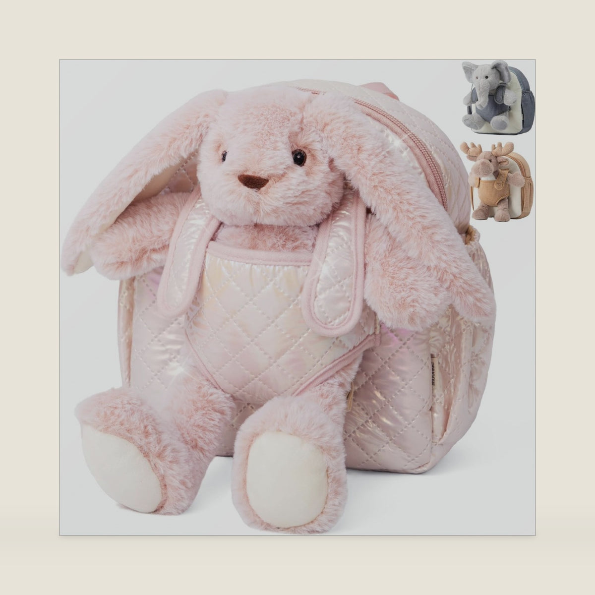 Moonkie Hug & Go™ Bunny Toddler Backpack – Soft Plush Bag with Detachable Toy for Girls Aged 2–4 | Perfect for Daycare, Travel & Birthday Gifts
