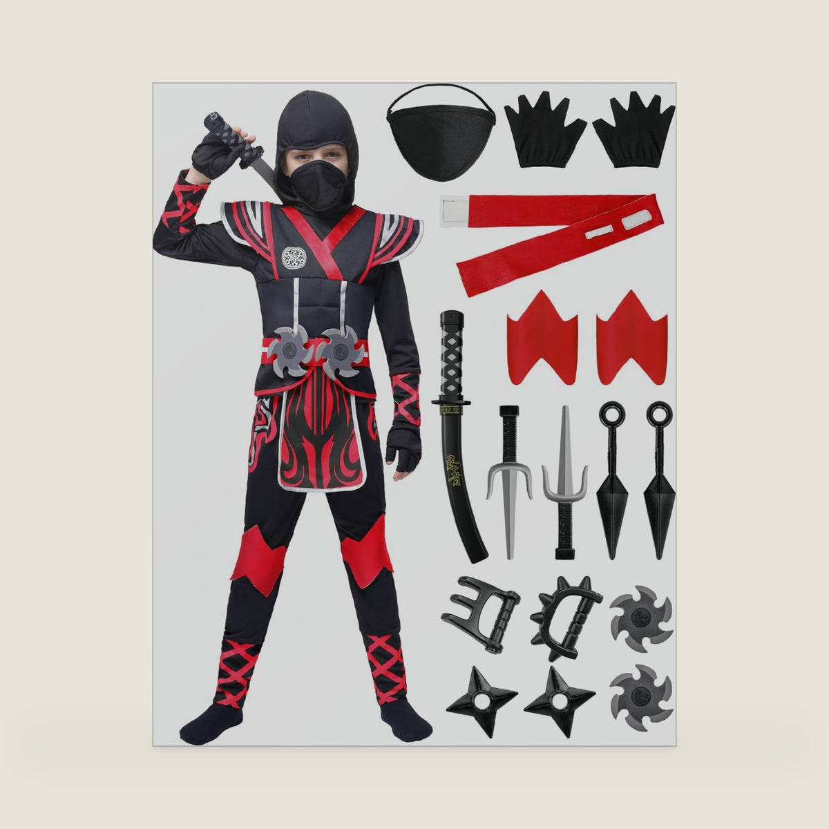 Spooktacular Creations Kids Ninja Costume, Child Boy Ninja Outfit Set, Halloween Costume for Toddler Themed Dress Up Party