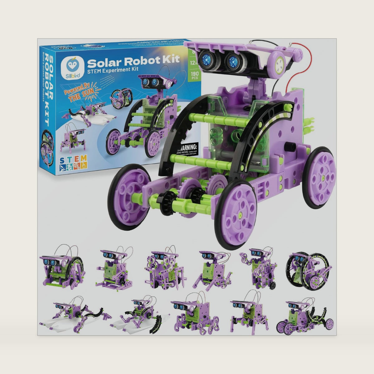Sillbird Solar Building Robot Kit, 12-in-1 STEM Gift for Boys Aged 8-14