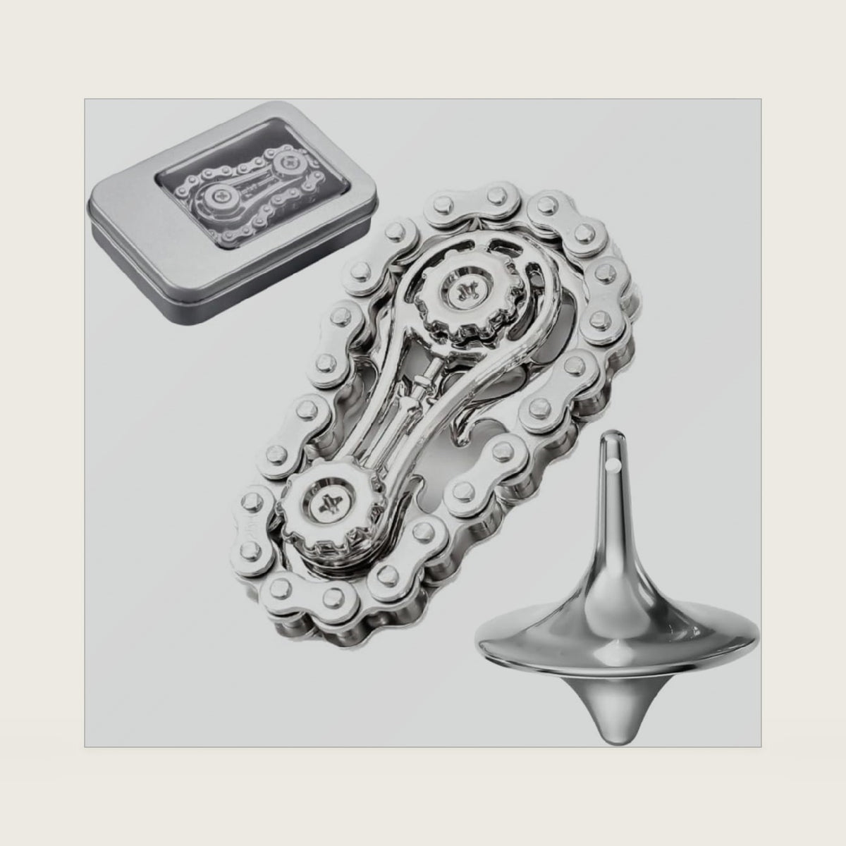 Metal Fidget Spinner, Gear Rotation Fidget Spinner, A Stress-Relieving Toy Suitable for Both Children and Adults. (Silver Set)