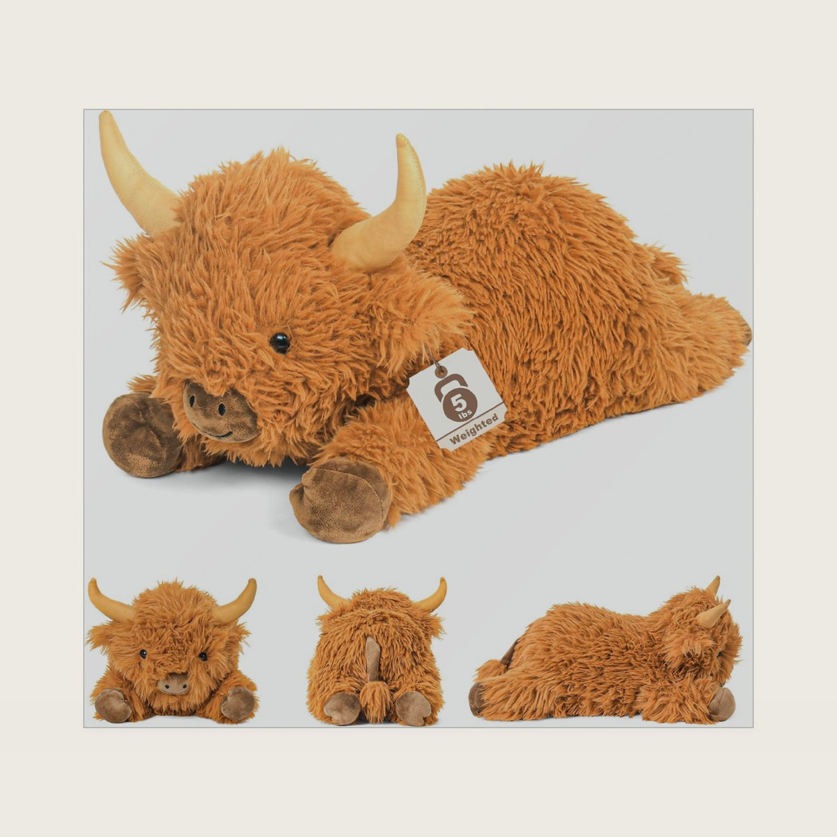 JellyMallow Highland Cow Weighted Stuffed Animal 5lbs Cow Plush 22in