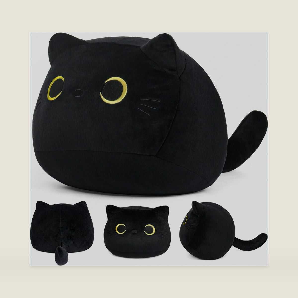 JellyMallow Black Cat Plush Jumbo Cat Stuffed Animals