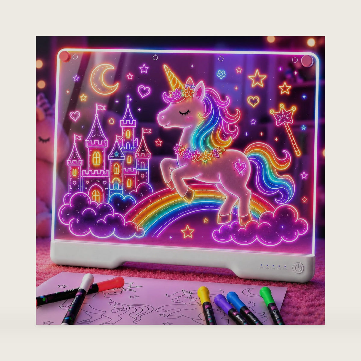 Geokay 16" Rechargeable LED Drawing Board with 9-Color Light Effects