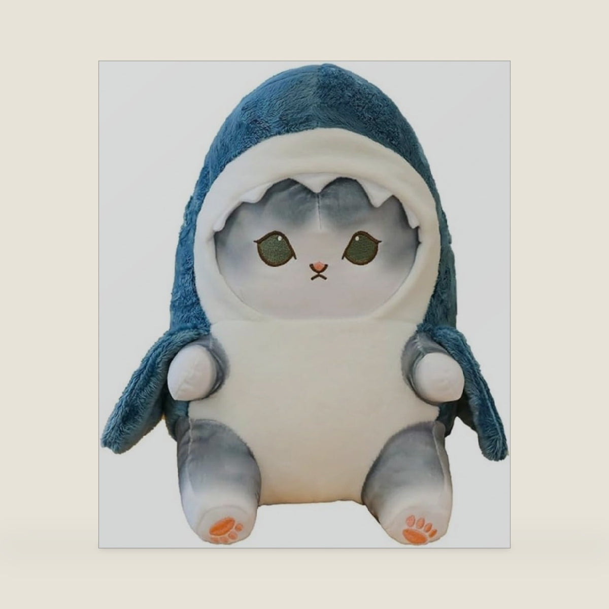9.8 inch Shark Cat Plush Toy Stuffed Animal Doll, Kawaii Shark Cat Plush Pillow Toy,Christmas Halloween Birthday Gifts for Kids (Gray)