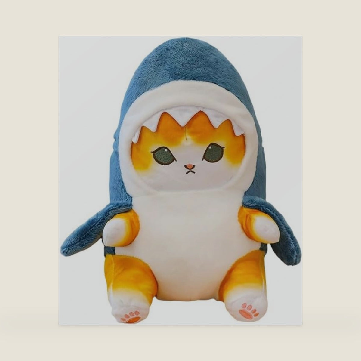 9.8 inch Shark Cat Plush Toy Stuffed Animal Doll, Kawaii Shark Cat Plush Pillow Toy,Christmas Halloween Birthday Gifts for Kids (Yellow)