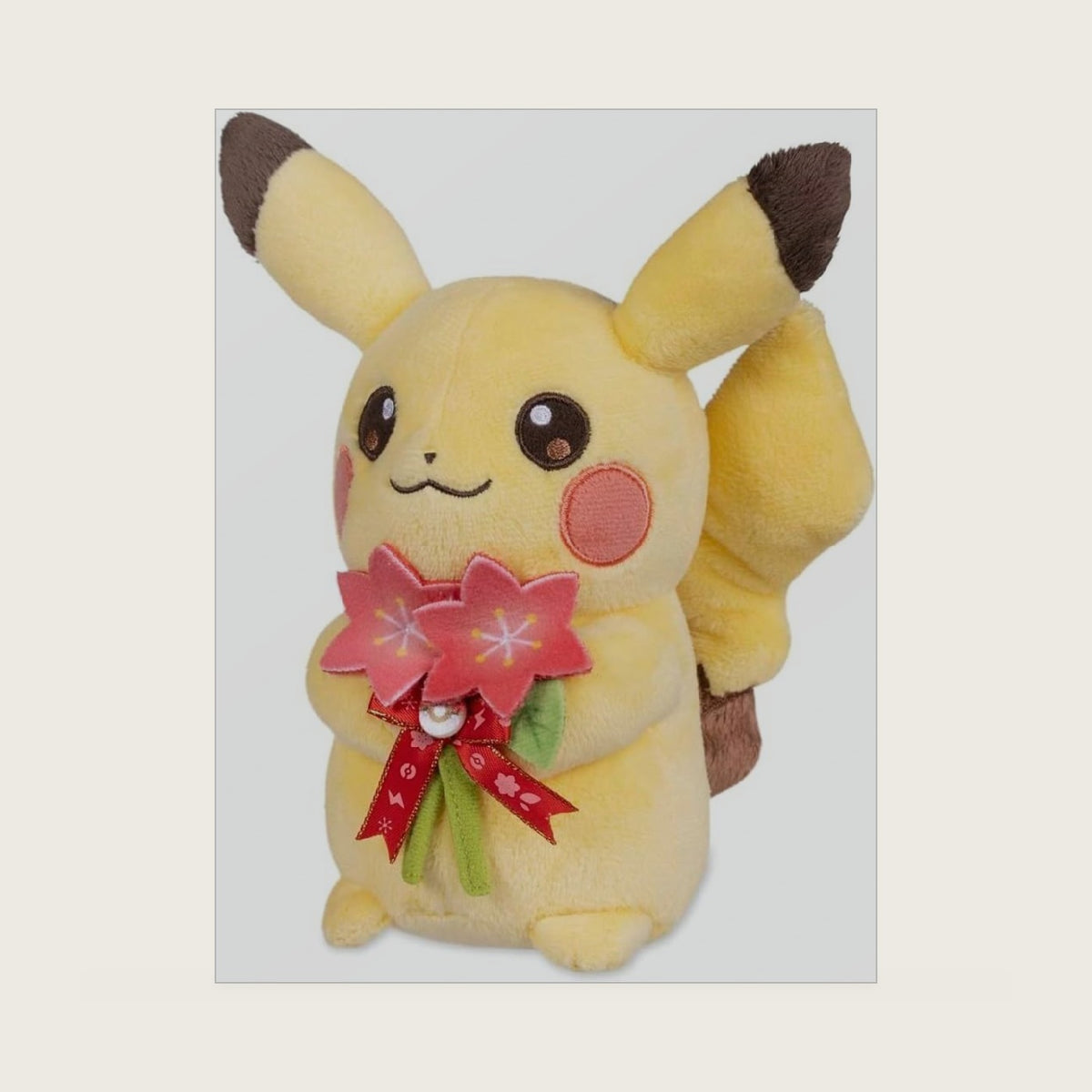 Center: Thoughtful Pikachu Plush