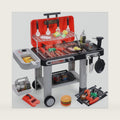CUTE STONE Kids BBQ Grill Toys, Color Changing Play Food, Sizzling Sound & Light Effects, Cool Mist Spray, Pretend Cooking with Frying & Grilling, 2-Tier BBQ on Wheels - Kitchen Toy, Birthday Gift