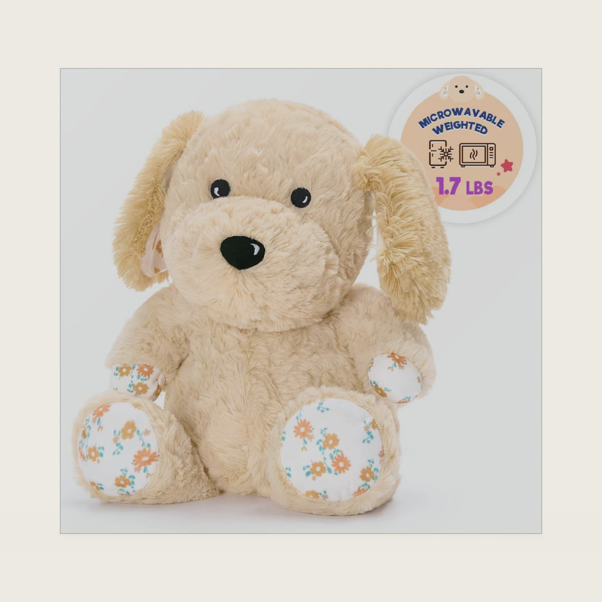 Ditucu Original Golden Retriever Microwavable Weighted Stuffed Animal Heated Dog Plush for Warmth Comfort Period Cramps Pain Plushies Toys Gifts for Kids Adults Light Brown 9 inch