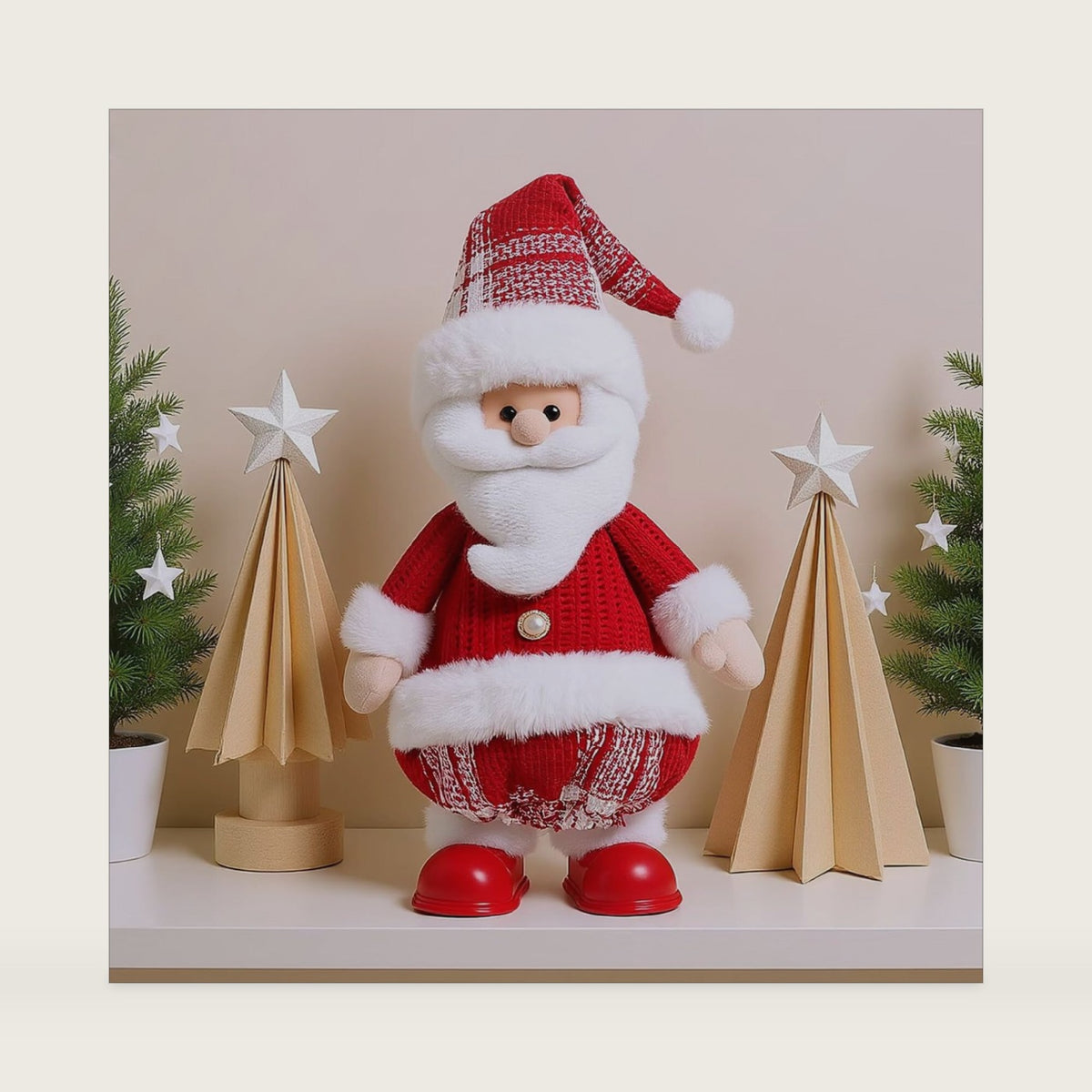 Christmas Santa Red & White Singing & Dancing Santa Claus Festive Home Holiday Decoration for Home, Table, Shelf