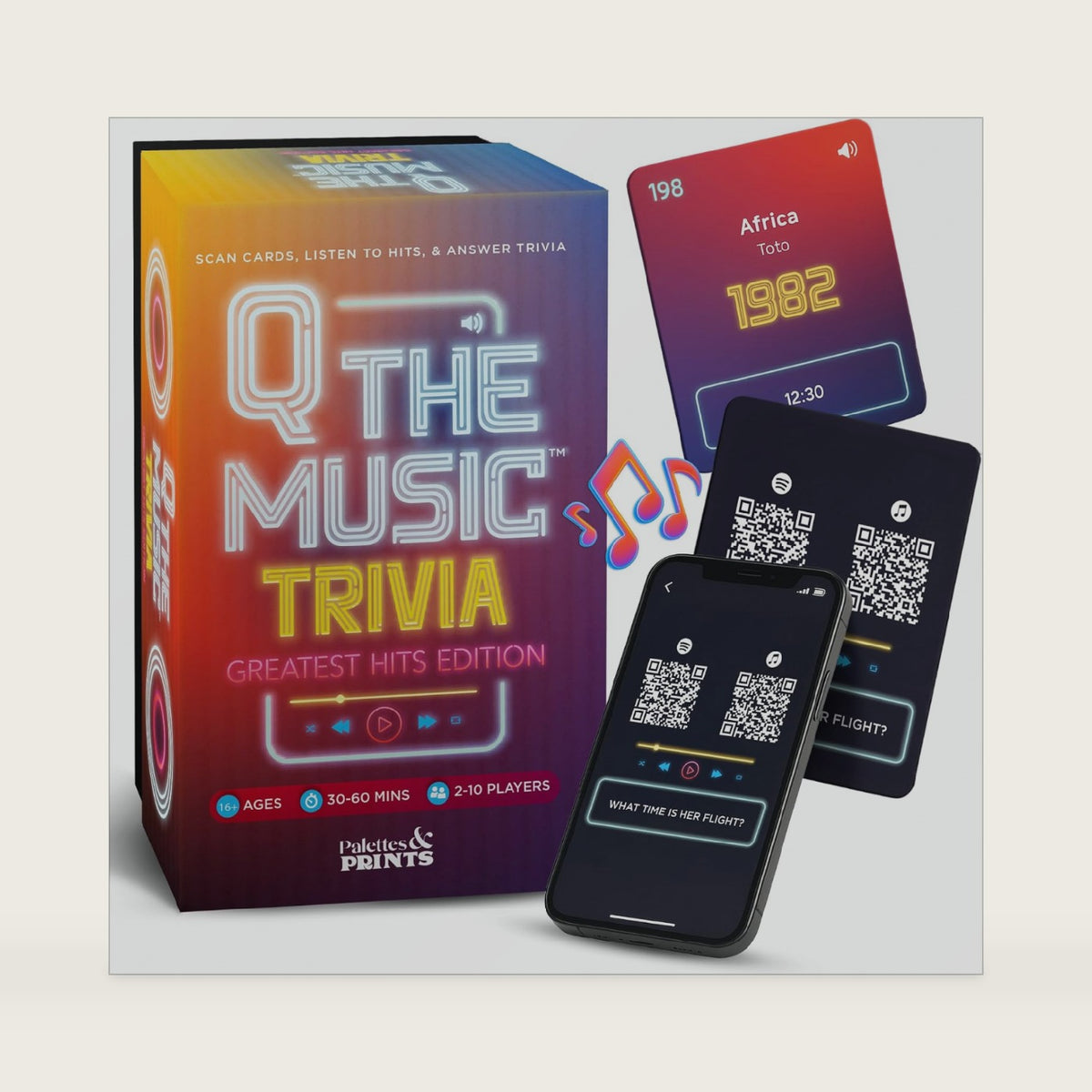 Palettes and Prints Q The Music – Music Lyric Party Trivia Quiz Card Game