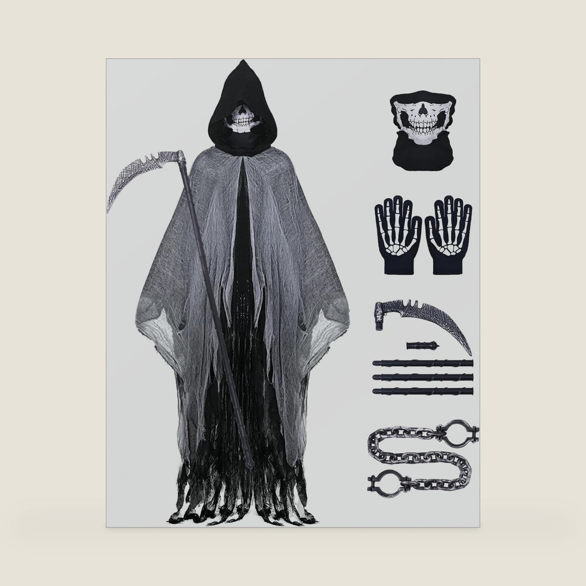 Grim Reaper Costume, Halloween Hooded Cloak, Scary Halloween Cosplay Costumes for Adult
